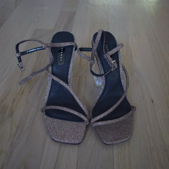 Topshop Women's Sparkly Perspex Block High Heel Sandals - Picture 2 of 9